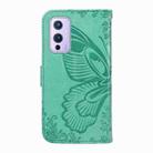 For OnePlus 9 Swallowtail Butterfly Embossed Leather Phone Case(Green) - 3