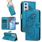 For OnePlus 9 Pro Swallowtail Butterfly Embossed Leather Phone Case(Blue) - 1