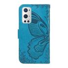 For OnePlus 9 Pro Swallowtail Butterfly Embossed Leather Phone Case(Blue) - 3