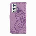 For OnePlus 9 Pro Swallowtail Butterfly Embossed Leather Phone Case(Purple) - 3