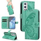 For OnePlus 9 Pro Swallowtail Butterfly Embossed Leather Phone Case(Green) - 1