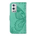 For OnePlus 9 Pro Swallowtail Butterfly Embossed Leather Phone Case(Green) - 3