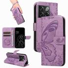 For OnePlus 10T / Ace Pro 5G Swallowtail Butterfly Embossed Leather Phone Case(Purple) - 1