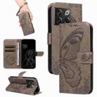 For OnePlus 10T / Ace Pro 5G Swallowtail Butterfly Embossed Leather Phone Case(Grey) - 1