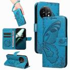 For OnePlus 11 5G Swallowtail Butterfly Embossed Leather Phone Case(Blue) - 1