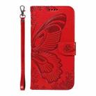 For OnePlus 11 5G Swallowtail Butterfly Embossed Leather Phone Case(Red) - 2