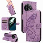 For OnePlus 11 5G Swallowtail Butterfly Embossed Leather Phone Case(Purple) - 1