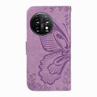 For OnePlus 11 5G Swallowtail Butterfly Embossed Leather Phone Case(Purple) - 3