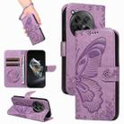 For OnePlus 12 Swallowtail Butterfly Embossed Leather Phone Case(Purple) - 1