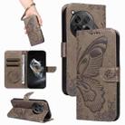 For OnePlus 12 Swallowtail Butterfly Embossed Leather Phone Case(Grey) - 1