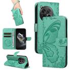 For OnePlus 12 Swallowtail Butterfly Embossed Leather Phone Case(Green) - 1