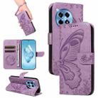 For OnePlus 12R Swallowtail Butterfly Embossed Leather Phone Case(Purple) - 1