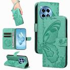 For OnePlus 12R Swallowtail Butterfly Embossed Leather Phone Case(Green) - 1