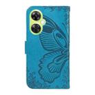 For OnePlus Nord CE 3 Lite Swallowtail Butterfly Embossed Leather Phone Case(Blue) - 3