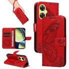 For OnePlus Nord CE 3 Lite Swallowtail Butterfly Embossed Leather Phone Case(Red) - 1