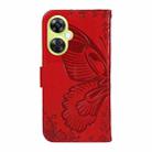 For OnePlus Nord CE 3 Lite Swallowtail Butterfly Embossed Leather Phone Case(Red) - 3