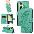 For OnePlus Nord CE 3 Lite Swallowtail Butterfly Embossed Leather Phone Case(Green) - 1