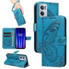 For OnePlus Nord CE 2 5G Swallowtail Butterfly Embossed Leather Phone Case(Blue) - 1