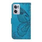 For OnePlus Nord CE 2 5G Swallowtail Butterfly Embossed Leather Phone Case(Blue) - 3