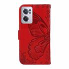 For OnePlus Nord CE 2 5G Swallowtail Butterfly Embossed Leather Phone Case(Red) - 3