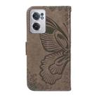 For OnePlus Nord CE 2 5G Swallowtail Butterfly Embossed Leather Phone Case(Grey) - 3