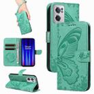 For OnePlus Nord CE 2 5G Swallowtail Butterfly Embossed Leather Phone Case(Green) - 1