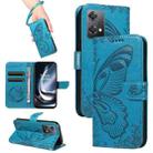 For OnePlus Nord CE 2 Lite / Realme 9 Pro Swallowtail Butterfly Embossed Leather Phone Case(Blue) - 1