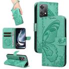 For OnePlus Nord CE 2 Lite / Realme 9 Pro Swallowtail Butterfly Embossed Leather Phone Case(Green) - 1