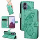 For OnePlus Nord N20 5G / OPPO A96 5G Swallowtail Butterfly Embossed Leather Phone Case(Green) - 1