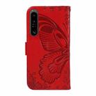 For Sony Xperia 1 IV Swallowtail Butterfly Embossed Leather Phone Case(Red) - 3