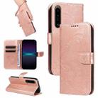 For Sony Xperia 1 IV Swallowtail Butterfly Embossed Leather Phone Case(Rose Gold) - 1