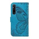 For Sony Xperia 1 V Swallowtail Butterfly Embossed Leather Phone Case(Blue) - 3