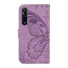 For Sony Xperia 1 V Swallowtail Butterfly Embossed Leather Phone Case(Purple) - 3