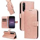 For Sony Xperia 1 V Swallowtail Butterfly Embossed Leather Phone Case(Rose Gold) - 1