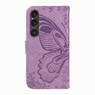 For Sony Xperia 1 VI 2024 Swallowtail Butterfly Embossed Leather Phone Case(Purple) - 3