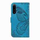 For Sony Xperia 5 IV Swallowtail Butterfly Embossed Leather Phone Case(Blue) - 3