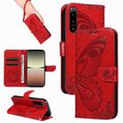 For Sony Xperia 5 IV Swallowtail Butterfly Embossed Leather Phone Case(Red) - 1