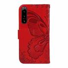For Sony Xperia 5 IV Swallowtail Butterfly Embossed Leather Phone Case(Red) - 3