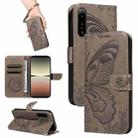 For Sony Xperia 5 IV Swallowtail Butterfly Embossed Leather Phone Case(Grey) - 1