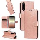 For Sony Xperia 5 IV Swallowtail Butterfly Embossed Leather Phone Case(Rose Gold) - 1