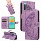 For Sony Xperia 10 IV Swallowtail Butterfly Embossed Leather Phone Case(Purple) - 1