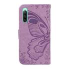 For Sony Xperia 10 V Swallowtail Butterfly Embossed Leather Phone Case(Purple) - 3