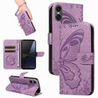 For Sony Xperia 10 VI 2024 Swallowtail Butterfly Embossed Leather Phone Case(Purple) - 1