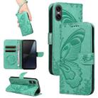 For Sony Xperia 10 VI 2024 Swallowtail Butterfly Embossed Leather Phone Case(Green) - 1