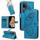 For vivo S18 5G Swallowtail Butterfly Embossed Leather Phone Case(Blue) - 1
