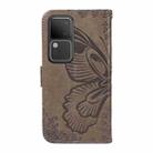 For vivo S18 5G Swallowtail Butterfly Embossed Leather Phone Case(Grey) - 3