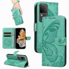 For vivo S18 5G Swallowtail Butterfly Embossed Leather Phone Case(Green) - 1