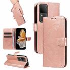 For vivo S18 5G Swallowtail Butterfly Embossed Leather Phone Case(Rose Gold) - 1