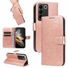 For vivo V27 5G / V27 Pro 5G Swallowtail Butterfly Embossed Leather Phone Case(Rose Gold) - 1