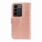 For vivo V27 5G / V27 Pro 5G Swallowtail Butterfly Embossed Leather Phone Case(Rose Gold) - 3